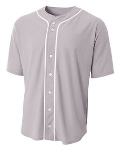A4 N4184 - Shorts Sleeve Full Button Baseball Top Gris