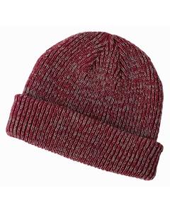 Big Accessories BA524 - Ribbed Marled Beanie Maroon/Gray