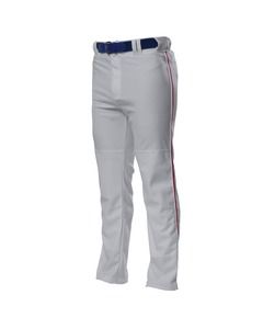 A4 N6162 - Pro Style Open Bottom Baggy Cut Baseball Pants Grey/Cardinal