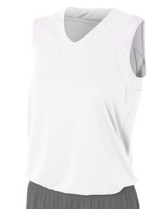 A4 NW2340 - Ladies Moisture Management V Neck Muscle Shirt Blanco