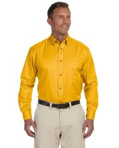 Harriton M500 - Mens Easy Blend Long-Sleeve Twill Shirt with Stain-Release