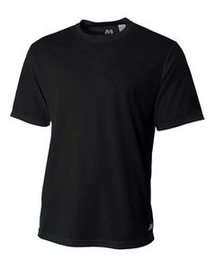 A4 N3252 - Men's Shorts Sleeve Crew Birds Eye Mesh T-Shirt Negro