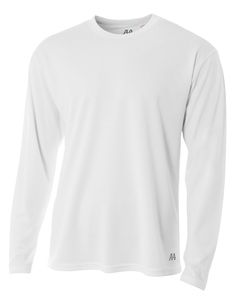 A4 N3253 - Men's Long Sleeve Crew Birds Eye Mesh T-Shirt Blanco