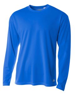 A4 N3253 - Men's Long Sleeve Crew Birds Eye Mesh T-Shirt Real Azul