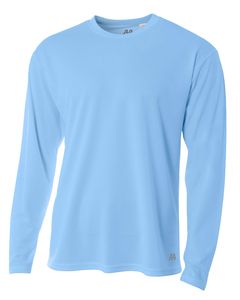 A4 N3253 - Men's Long Sleeve Crew Birds Eye Mesh T-Shirt Azul Cielo