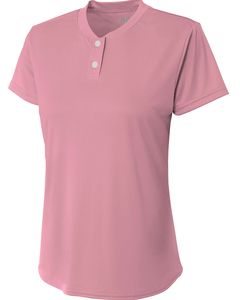 A4 NG3143 - Girl's Tek 2-Button Henley Shirt Rosa
