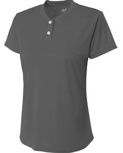 A4 NG3143 - Girl's Tek 2-Button Henley Shirt Grafito