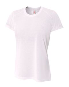 A4 NW3264 - Ladies Shorts Sleeve Spun Poly T-Shirt Blanco