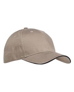 Big Accessories BX004 - 6-Panel Twill Sandwich Baseball Cap Khaki/Black