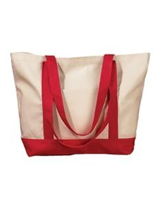 BAGedge BE004 - 12 oz. Canvas Boat Tote Natural/Red 