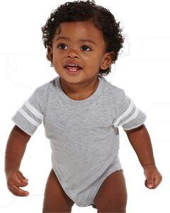 Rabbit Skins 4437 - Infant Football Fine Jersey Bodysuit Black Solid/ White