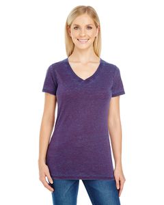 Threadfast 215B - Ladies Cross Dye Short-Sleeve V-Neck T-Shirt Berry