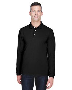 Harriton M265L - 5.6 oz. Easy Blend Long-Sleeve Polo Negro