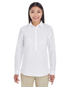 Devon & Jones DP610W - Ladies Perfect Fit Half-Placket Tunic Top Blanco