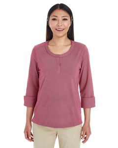 Devon & Jones DG230W - Ladies Central Cotton Blend Melange Knit Top Burgundy Heather