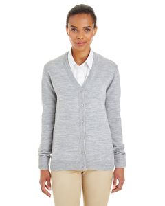 Harriton M425W - Ladies Pilbloc V-Neck Button Cardigan Sweater Grey Heather