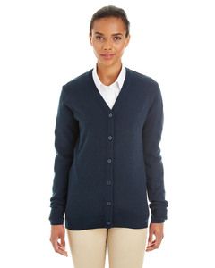 Harriton M425W - Ladies Pilbloc V-Neck Button Cardigan Sweater Dark Navy