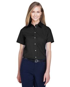 Devon & Jones D620SW - Ladies Crown Collection Solid Broadcloth Short Sleeve Shirt Negro