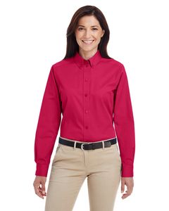 Harriton M581W - Ladies Foundation 100% Cotton Long Sleeve Twill Shirt with Teflon