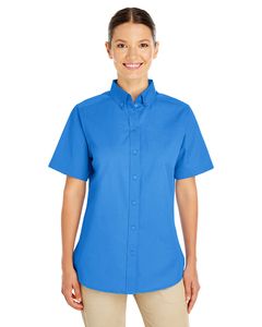 Harriton M582W - Ladies Foundation 100% Cotton Short Sleeve Twill Shirt Teflon