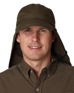 Adams EOM101 - 6-Panel UV Low-Profile Cap with Elongated Bill and Neck Cape Verde Oliva