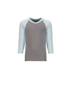 Next Level NL3352 - Remera CVC con mangas 3/4 Raglan Ice Blue/ Dark Heather Gray