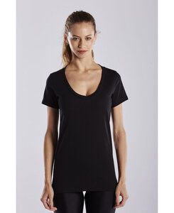US Blanks US0120 - Ladies' Short Sleeve V-Neck Tee Negro