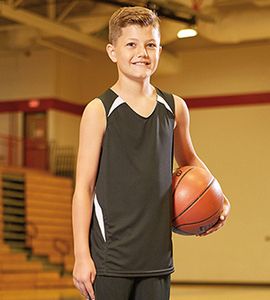 A4 NB2372 - YOUTH DOUBLE/DOUBLE REVERSIBLE JERSEY Negro / Blanco