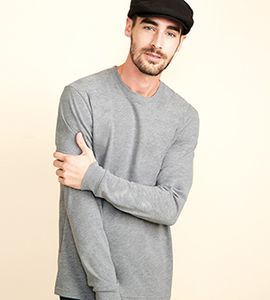Next Level NL6411 - MEN'S SUEDED LONG SLEEVE TEE Heather Charcoal