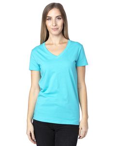 Threadfast 200RV - Ladies Ultimate Short-Sleeve V-Neck T-Shirt Pacific Blue