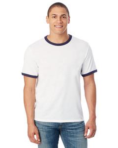 Alternative Apparel 5103BP - Unisex Vintage Jersey Keeper Ringer T-Shirt Blanco / Azul marino