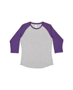 LAT LA3530 - Remera de jersey fino de béisbol para mujer Vintage Heather/ Vnt Purple
