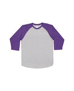 LAT LA6930 - Remera de jersey fino de béisbol para hombre Vintage Heather/ Vnt Purple