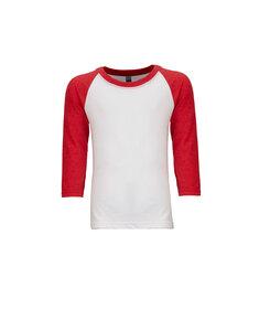 Next Level NL3352 - Remera de mangas Raglan 3/4 de cuello redondo para jóvenes Red/White