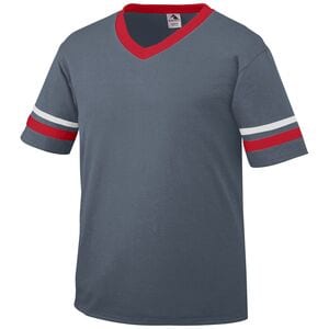 Augusta Sportswear 360 - Remera jersey con mangas con rayas Graphite/ Red/ White