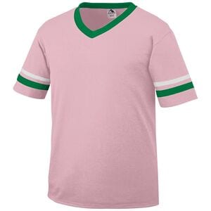 Augusta Sportswear 361 - Youth Sleeve Stripe Jersey Light Pink/ Kelly/ White