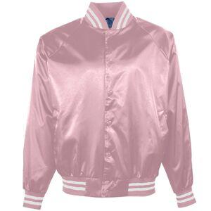 Augusta Sportswear 3610 - Campera de béisbol de satín/Ribete rayado Light Pink/White