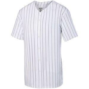 Augusta Sportswear 1685 - Remera de béisbol rayada con botones  Blanco / Negro