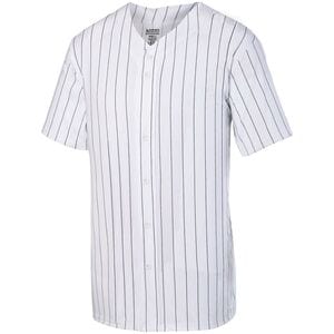 Augusta Sportswear 1686 - Youth Pinstripe Full Button Baseball Jersey Blanco / Negro
