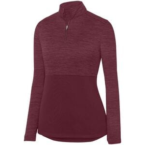 Augusta Sportswear 2909 - Pullover Tonal Heather Sombreado 1/4 de cierre para mujeres Granate