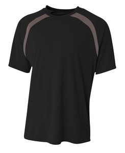A4 A4NB3001 - Youth Spartan Short Sleeve Color Block Crew Graphite/Black