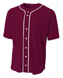 A4 NB4184 - Youth Short Sleeve Full Button Baseball Jersey Granate