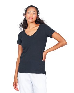 US Blanks 422US - Ladies Made in USA Hemp V-Neck T-Shirt Negro