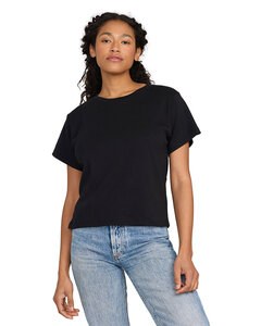 US Blanks US531OR - Ladies Organic Baby Rib Crop T-Shirt Negro