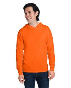 Fruit of the Loom 4930LSH - Men's HD Cotton Jersey Hooded T-Shirt Seguridad de Orange