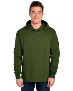 Fruit of the Loom 4930LSH - Men's HD Cotton Jersey Hooded T-Shirt Verde Militar
