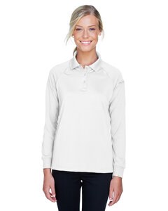 Harriton M211LW - Ladies Advantage Snag Protection Plus Long-Sleeve Tactical Polo Blanco