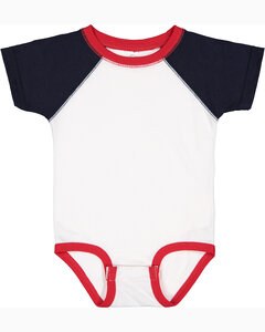 Rabbit Skins RS4430 - Infant Baseball Bodysuit White / Navy / Red