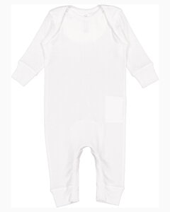 Rabbit Skins 4412 - Infant Baby Rib Coverall Blanco