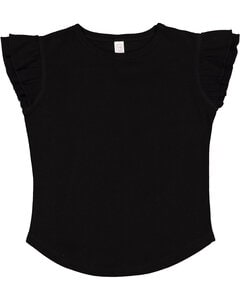 Rabbit Skins 3339 - Toddler Flutter Sleeve T-Shirt Negro